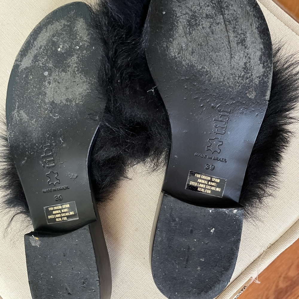 Tibi Black Furry Women's Slides. Size 39 - Picture 6 of 6